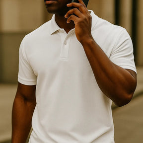 [Leva 5, Paga Só 3!] Camisa Polo Masculina Polirax em Seda Gelo, Poliéster e Spandex + 3 Bermudas e 1 Relógio GRÁTIS