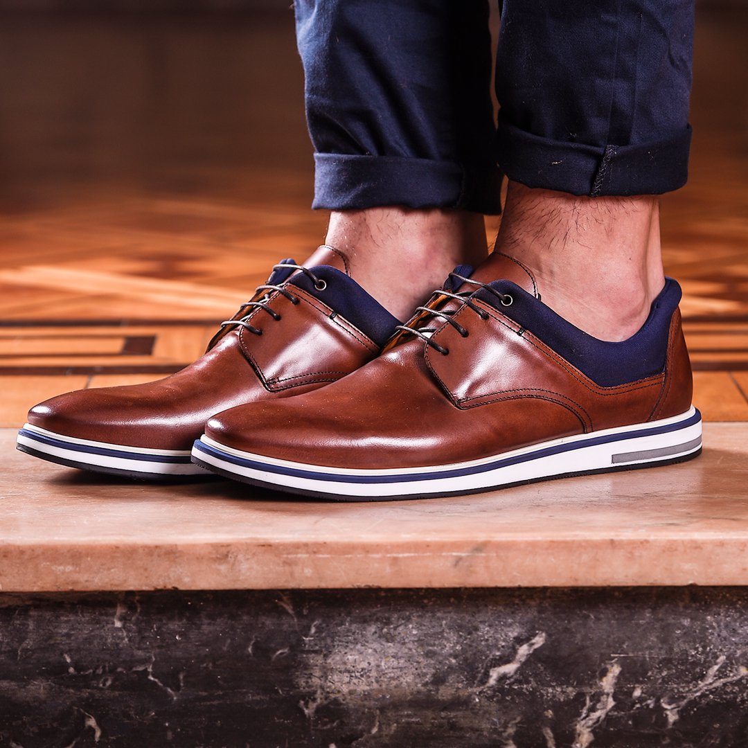 Sapato Masculino Derby Apolo Conhaque