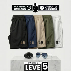 [Leve 5, Pague Só 3] Bermuda Titan Masculina em Poliamida e Microfibra Resistente de Secagem Rápida com Cós Elástico + BRINDES