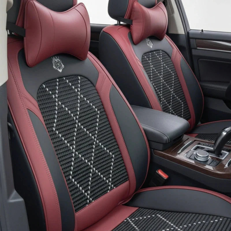 Capa Completa Dominus Automotiva Térmica em Couro Legítimo, Seda Gelada e Malha Extra Forte com Espuma de Memória + Tapete e Capa de Volante GRÁTIS