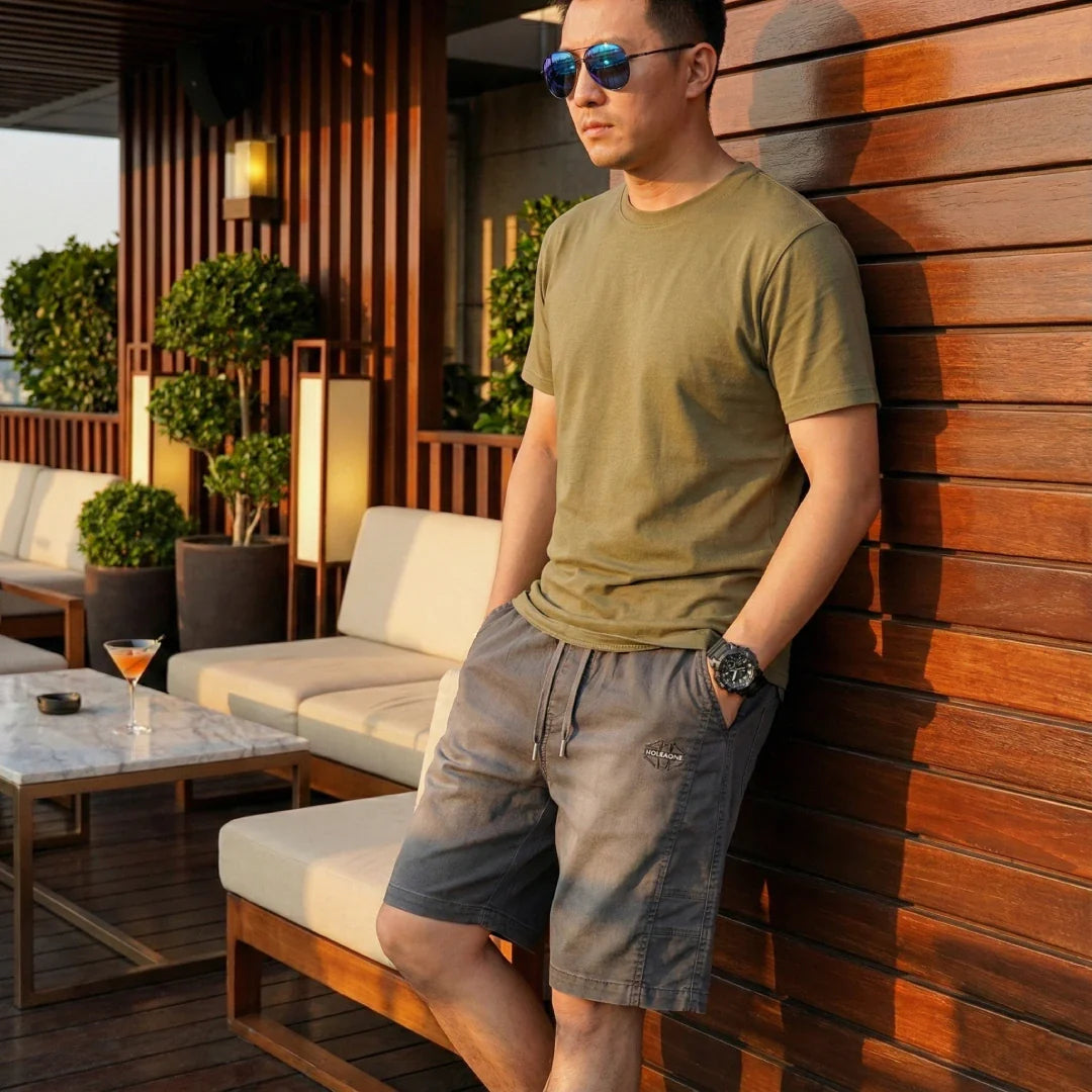 [Leve 4, Pague Só 2!] Bermuda Spartan Masculina em Sarja de Algodão, Poliéster e Elastano de Alta Resistência com Secagem Rápida e Cós Ajustável + BRINDES